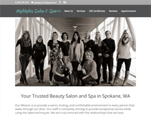 Tablet Screenshot of highlightssalonandspa.com